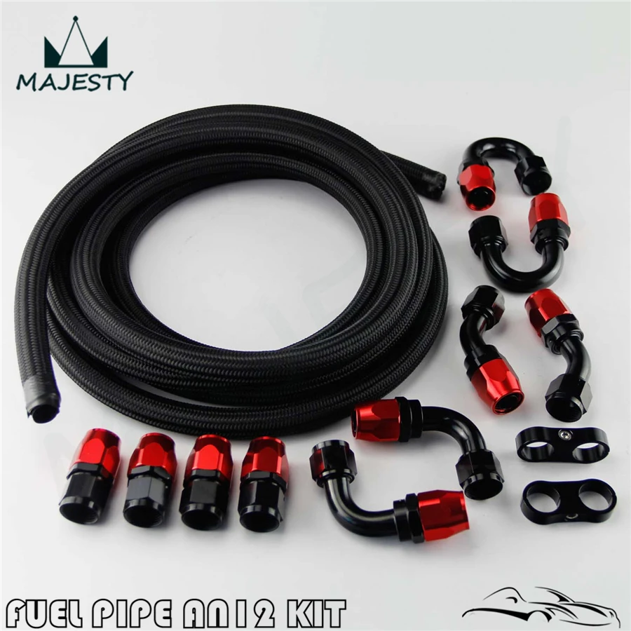 АН 12 нейлон/сталь NBRAIDED AN12 нержавеющая Нефть/топливная линия/шланг + 12AN фитинг
