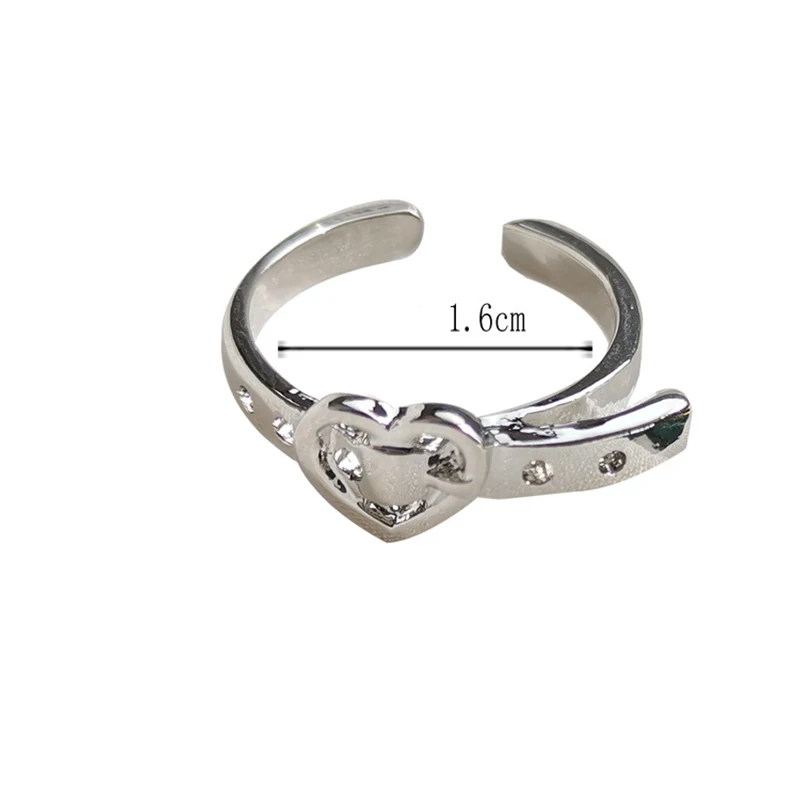 

Punk Style Metal Alloy Geometry Buckle Finger Joints Heart Ring For Women Opening Adjustable Ring New Fashion Party Jewelry Gift