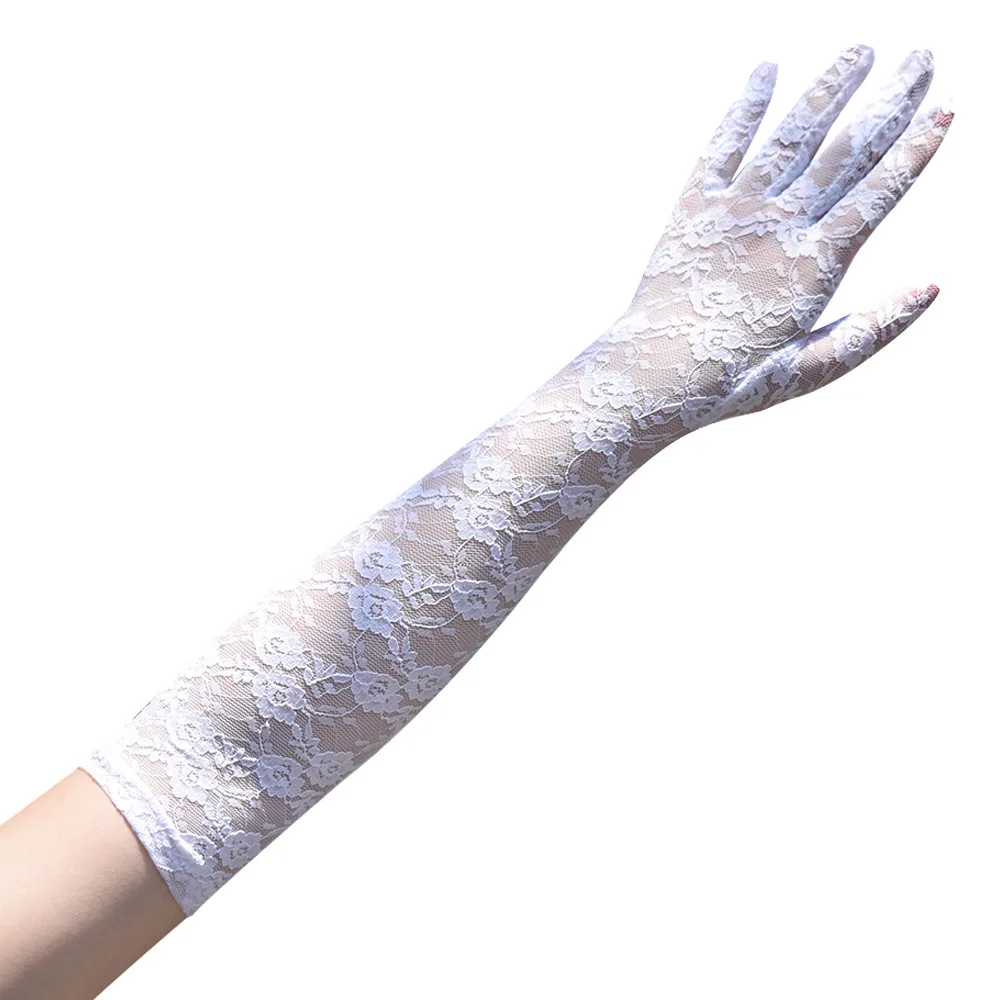 Lace Sexy Gloves Women Grace Thin Breathable Sunscreen Driving Club Party Prom Dancing Cosplay Dress Glove Long Sleeve G115 images - 6