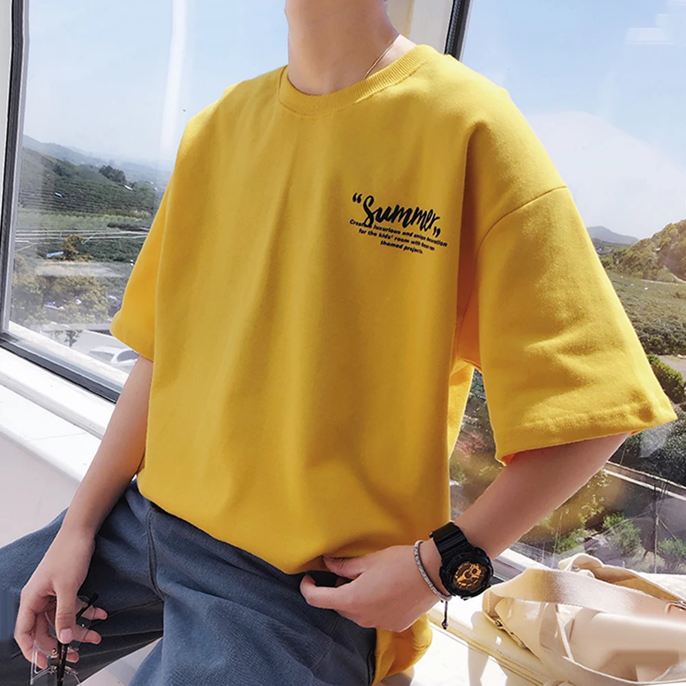 Повседневная мужская летняя футболка с круглым вырезом и коротким рукавом