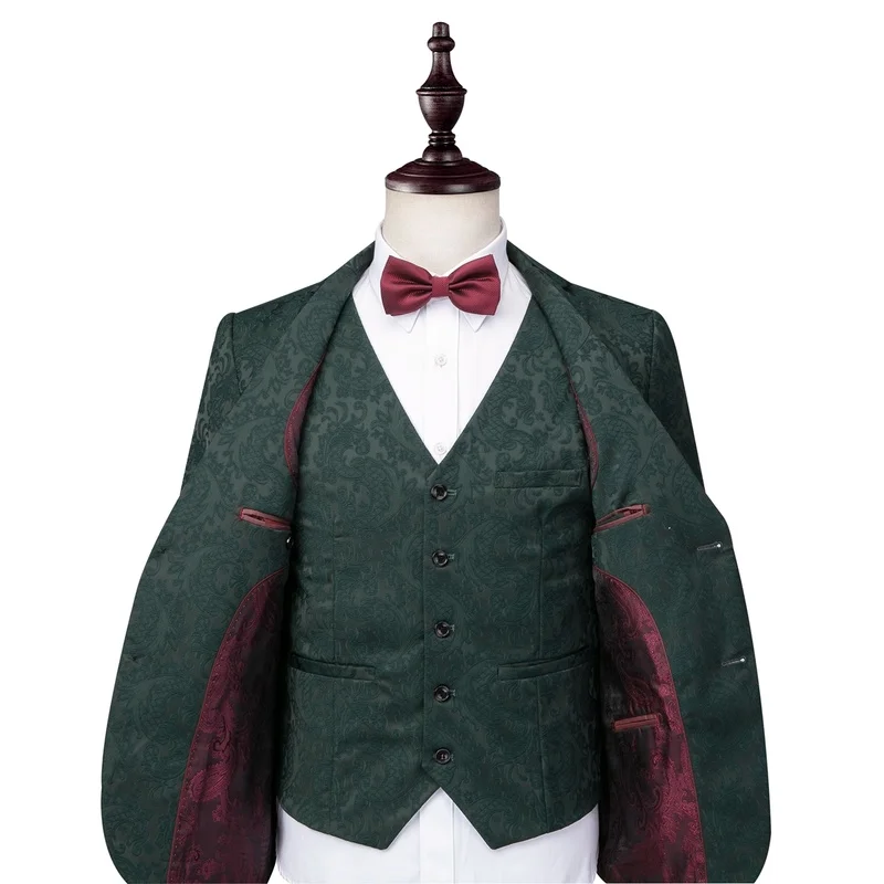 (Blazer + pants + vest) suit 3 Psc sets groom suit  Wedding luxury party ball suit jacquard design high-end slim men's tuxedo
