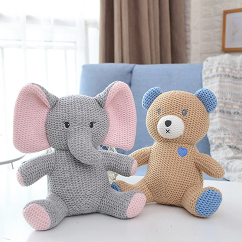 

Baby Knitting Toys 23cm Boys Girls Soft Dolls Cartoon Bear Elephant Dinosaur Kids Cute Stuffed Toys Children Gifts Infants Dolls