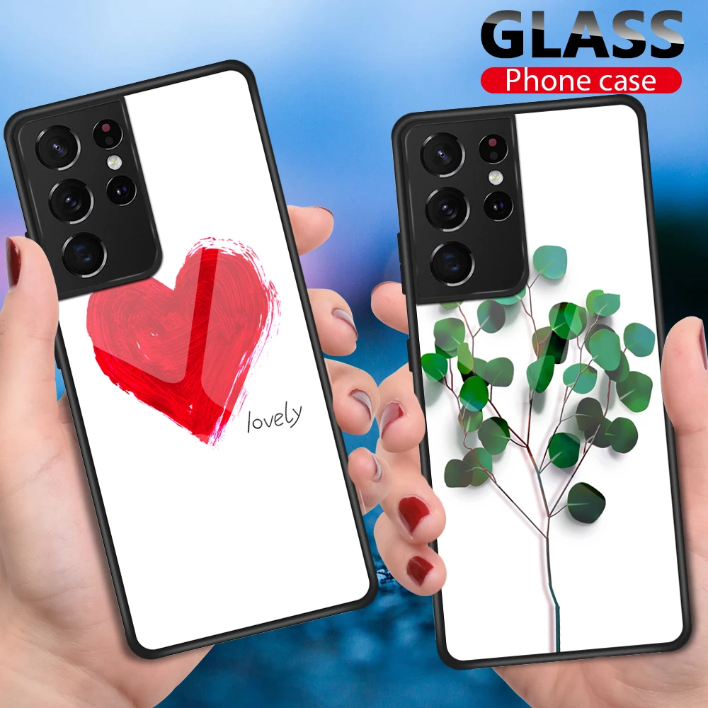 Tempered Glass Anti-fall Phone Case For Samsung Galaxy S21 Ultra 5G S21 Plus Case Back Cover For Samsung S21 Case S21+ 5G Fundas