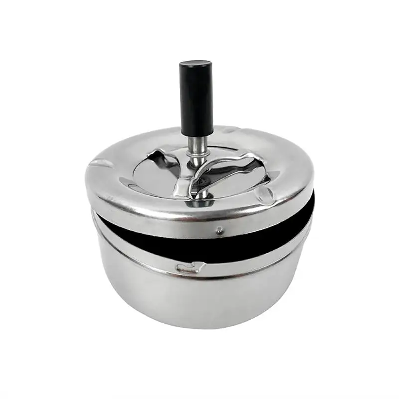 Портативная круглая спиннинговая пепельница из нержавеющей стали товары для