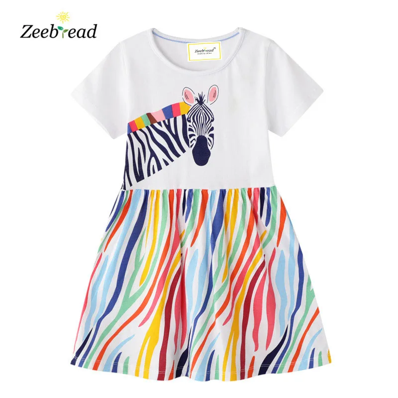 

Zeebread New Zebra Print Fashion Summer Cotton Girls Dresses Baby Cute Costume Short-Sleeve Children Casual Dress For School