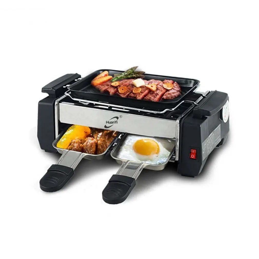

1000W High Power Non-stick Familie Barbecue Elektrische Raclette Grill Rookloze Grill Raclette Pan Elektrische Bakplaat
