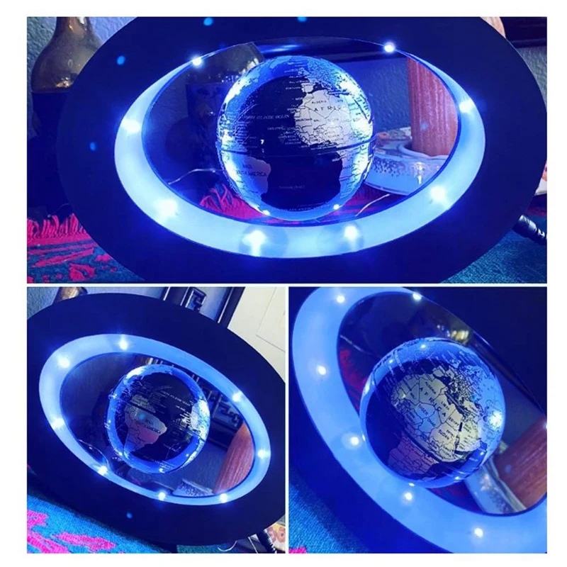 

Floating Globe Magnetic Globe World Map Magnetic Levitation Globes Oval-Frame Led English Blue Globe for Kids