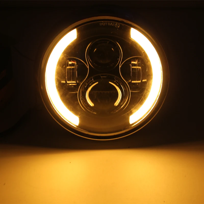 

Motorcycle 7Inch Round LED Headlight with Housing Bucket Halo DRL Amber Turn Signal For Cafe Racer Custom