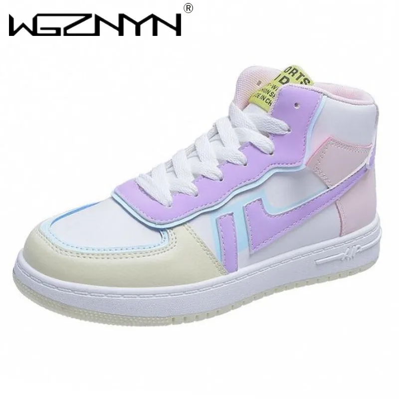 

2021 Women Shoes Tenis Feminino Casual Breathable Female Shoes Lace Up Woman Comfort High Top Walking Sneakers Zapatos De Mujer