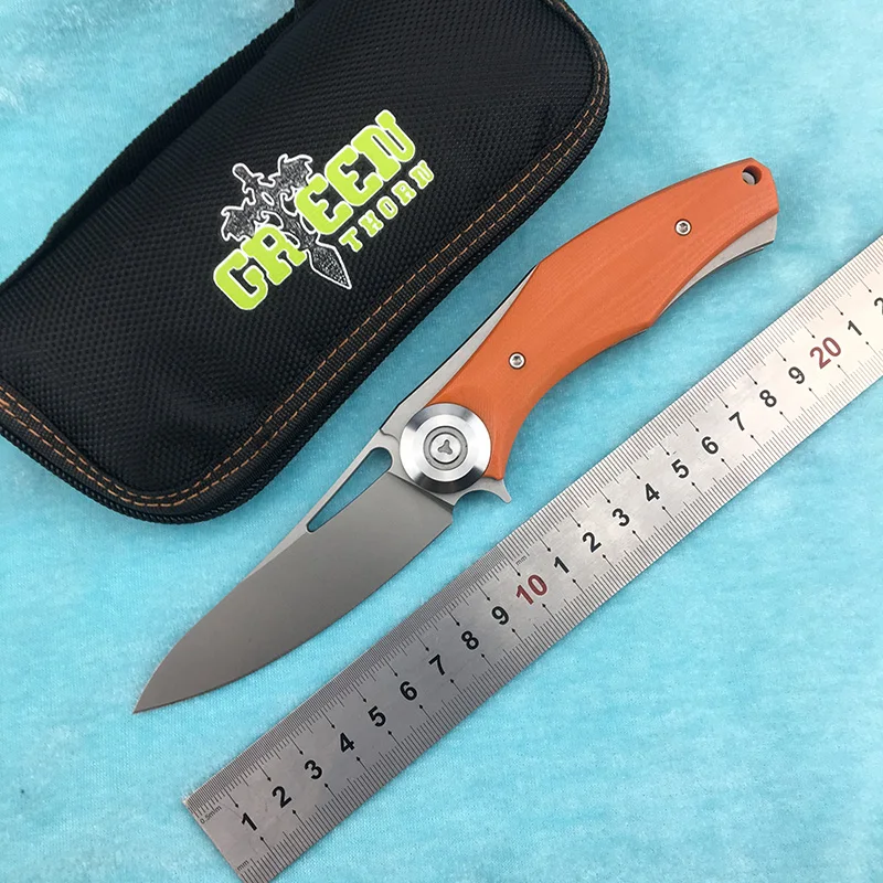 Складной нож Green thorn made Dark Flipper D2 blade G10 титановая ручка для выживания охоты