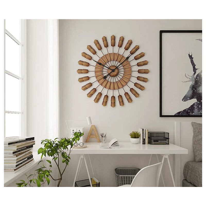 24 дюймовые железные настенные часы бесшумные большие украшение для дома офисный