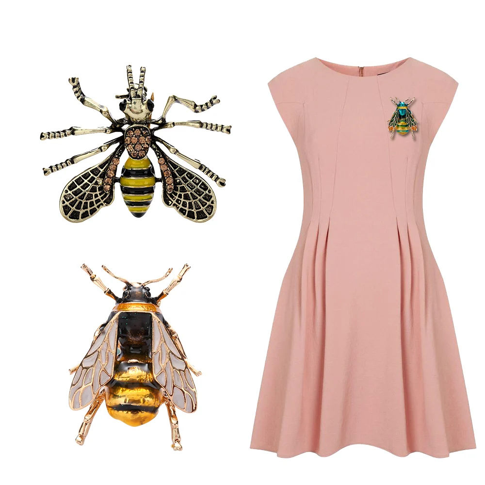 1 шт. металлические винтажные броши в виде пчел рубашка воротник украшение