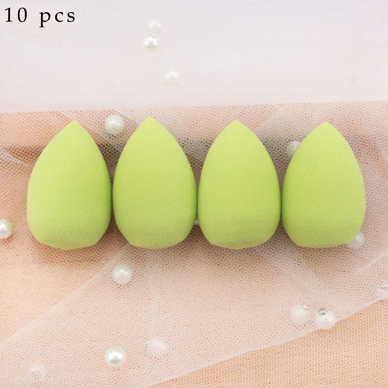 Green 10pcs Мини-спонж для макияжа в форме капли воды, мягкая основа для макияжа, спонж для консилера, безупречный смешанный косметический спонж для макияжа - Цвет: Green 10pcs