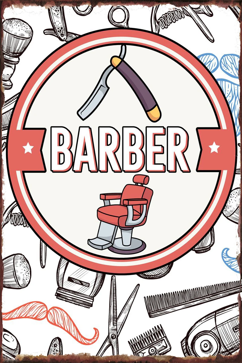 

Barber Barbershop Retro Vintage Metal Sign Tin Sign Tin Plates Wall Decor Room Decoration For Art Man Cave Cafe Pub Home Club
