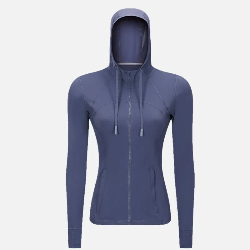 

Женская спортивная куртка с капюшоном, облегающее эластичное пальто на молнии для бега, йоги, тренажерного зала, фитнеса, женский спортивны...