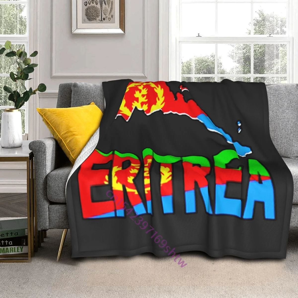 

Eritrea Map Eritrean Flag Africa Super Soft Blanket Plaid Puzzle Sublimation Cartoon Bedding Flannel Adult Bedroom Decor