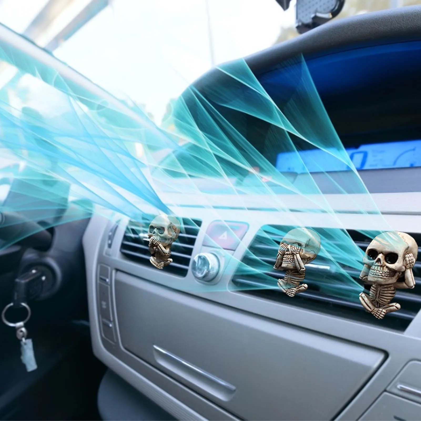 

3pcs Skeleton Perfume Fragrance Diffuser air fresheners with Magnet Clip Auto Vents Scent Parfume Gift Box Car Decor