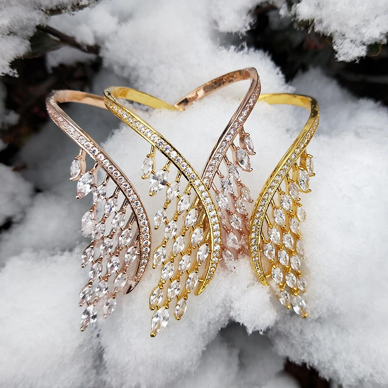 UILZ кристалл в форме крыльев ювелирные изделия AAA кубического циркония Мода багет