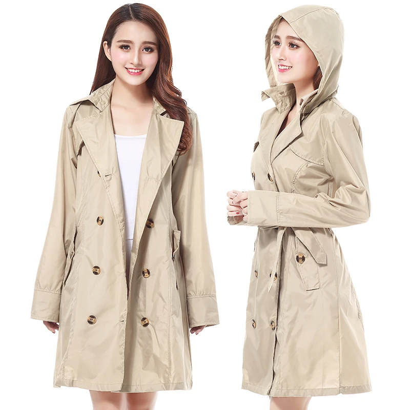 Дождевик женский ветрозащитный тонкий с ремнем