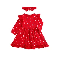 2021 girls dresses childrens cute red peach heart dress red 110cm new