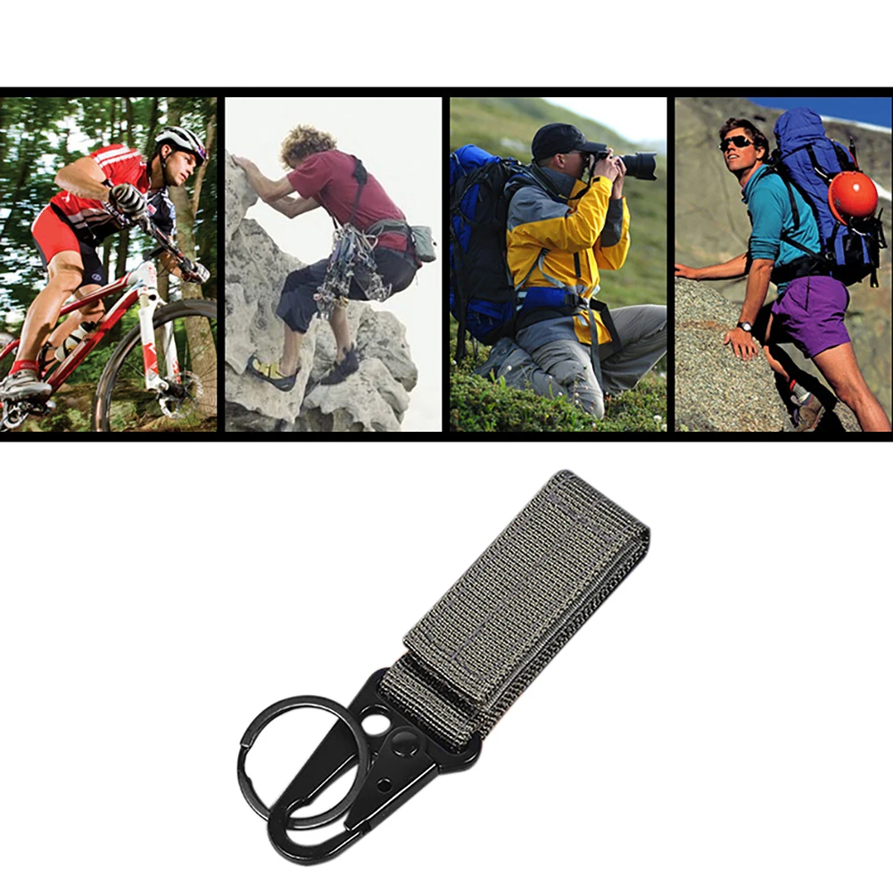 

Tactical Carabiner Belt Military Keychain Webbing Strap Nylon Green Outdoor Hiking Hanger Clip Band For EDC Molle Bags Climbing