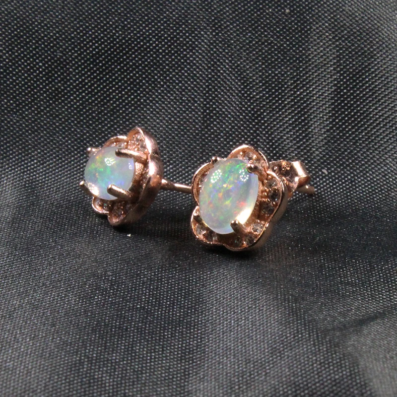 Опал из серебра 925 пробы ювелирные изделия 5 мм * 7 натуральный опал серьги с