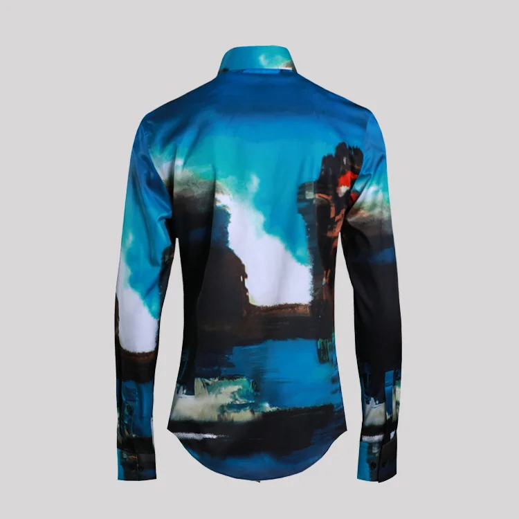3D Drawing Print Men Shirt Plus Size Long-sleeved Casual Hawaiian Shirts Slim Fit Gentlemen Streetwear Prom Club | Мужская одежда
