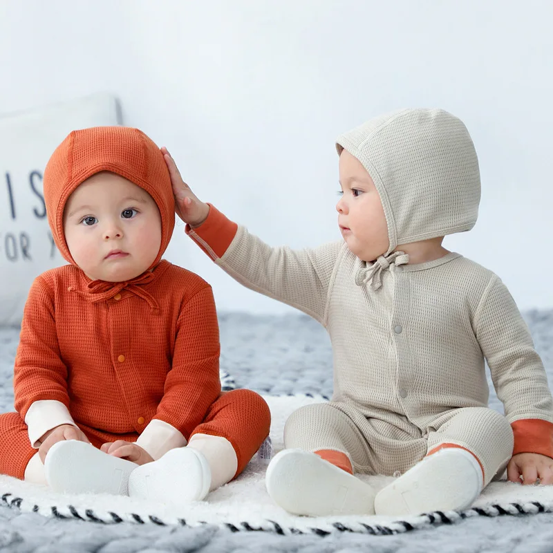 Spring Autumn Infant Toddler Jumpsuit Newborn Baby 100% Cotton Clothes Neonate Rompers O-Neck Solid Color Clothing for Kids 2021