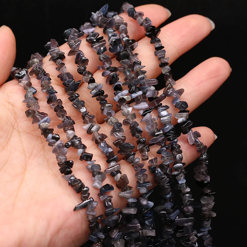 

40CM Irregular Freeform Chip Gravel Beads Natural Black Agates Stone Beads For Jewelry Making DIY Necklace Bracelet 3x5-4x6mm