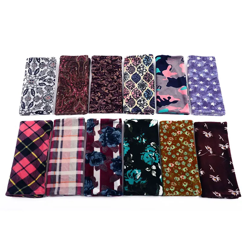 Зимний мягкий флисовый шарф теплый вязаный унисекс с цветочным принтом