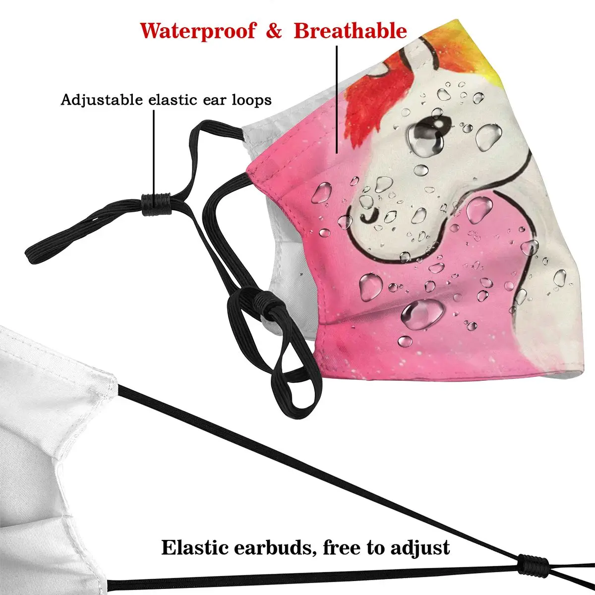 

Dust Mask Rainbow Unicorn Mouth Face Respirator for Adult Kids Washable Anti Pollution Filter