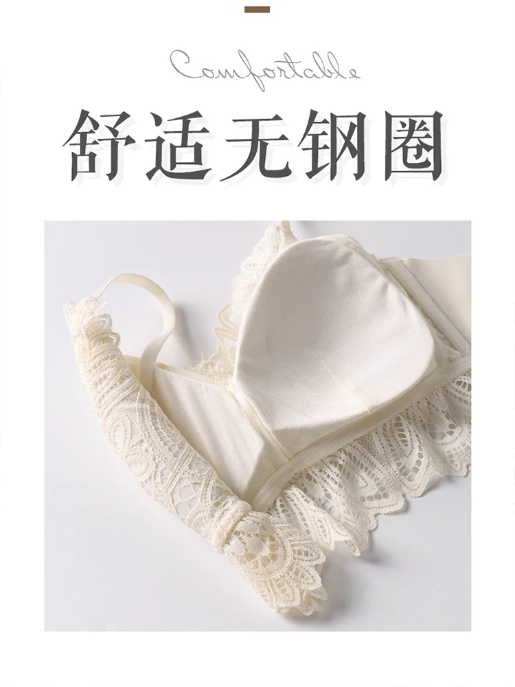 

Women's Tube Top Underwear Small Breasts Push up Bra Wireless Upper Support Wrapped Chest Anti-Sagging Lace Bra Summer Thin