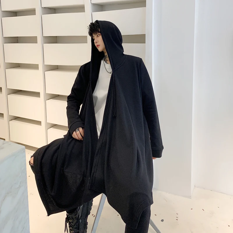 Модная Корейская мужская куртка с капюшоном кардиган длинными рукавами