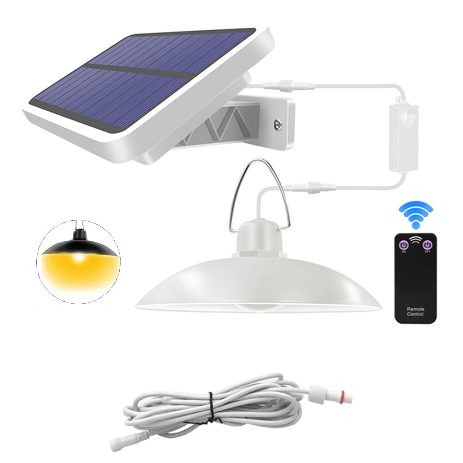 

IP65 Waterproof Emergency Storage Room Home Garden Wide Adjustable Led Shed Lamp Remote Control Balcony Solar Pendant Lights