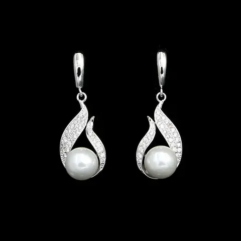 Серебряные серьги XINGTELO с жемчугом и кристаллом