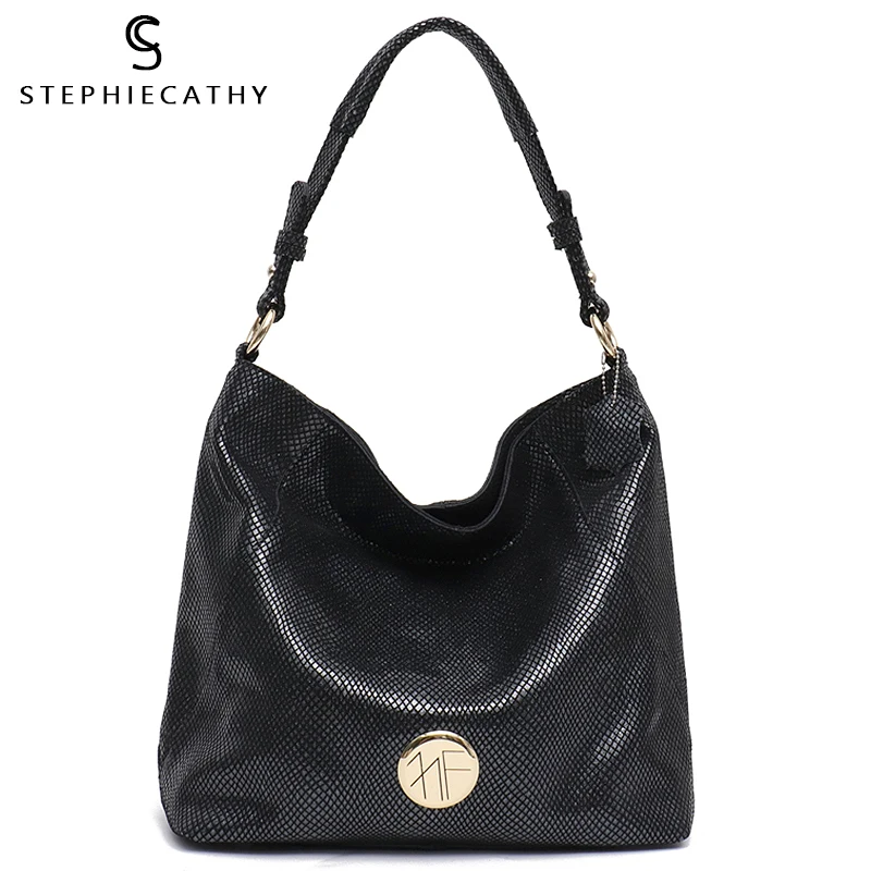 SC женская большая сумка из мягкой кожи через плечо с принтом змеи модная