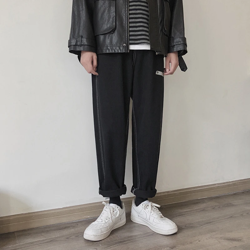 Мужские мешковатые мужские брюки-карго с карманами черные/серые повседневные