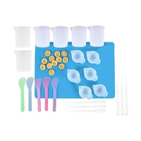 36pc reusable silicone resin kit nonstick silicone mat 100ml measuring cups finger cots resin mix cup stir stick pipette