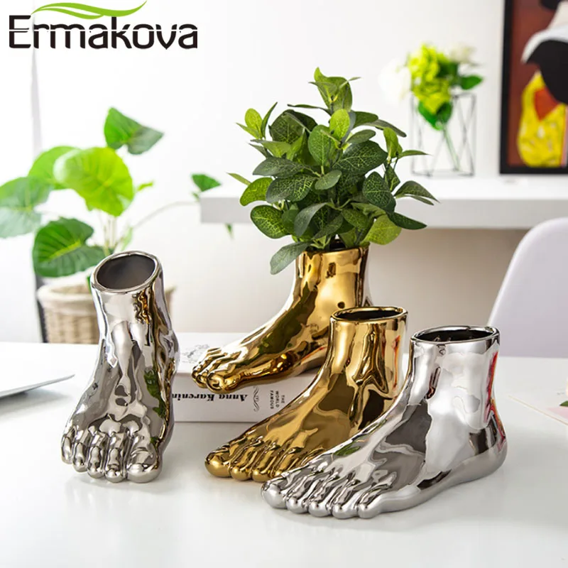 ERMAKOVA 2 шт./компл. Скандинавская ваза для ног украшения Золотая керамическая в