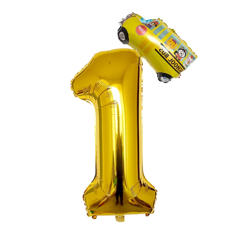 2 шт Мини школьный автобус грузовик фольги Воздушные шары 32 дюйма золотые цифры