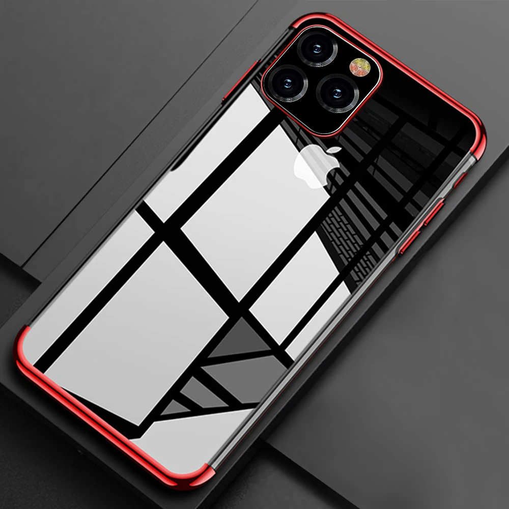 Red Роскошный чехол для iPhone 11 ультратонкий, прозрачный чехол из ТПУ с резиновым покрытием для iPhone 11 Pro Max 11 силиконовый чехол - Цвет: Red