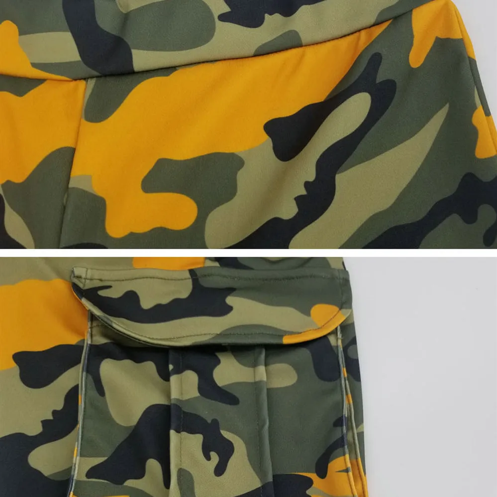 

BOOFEENAA Camo Print Sport Leggings with Pockets Womens High Waist Pants Bodycon Sweatpants Camouflage Trousers C34-AB51