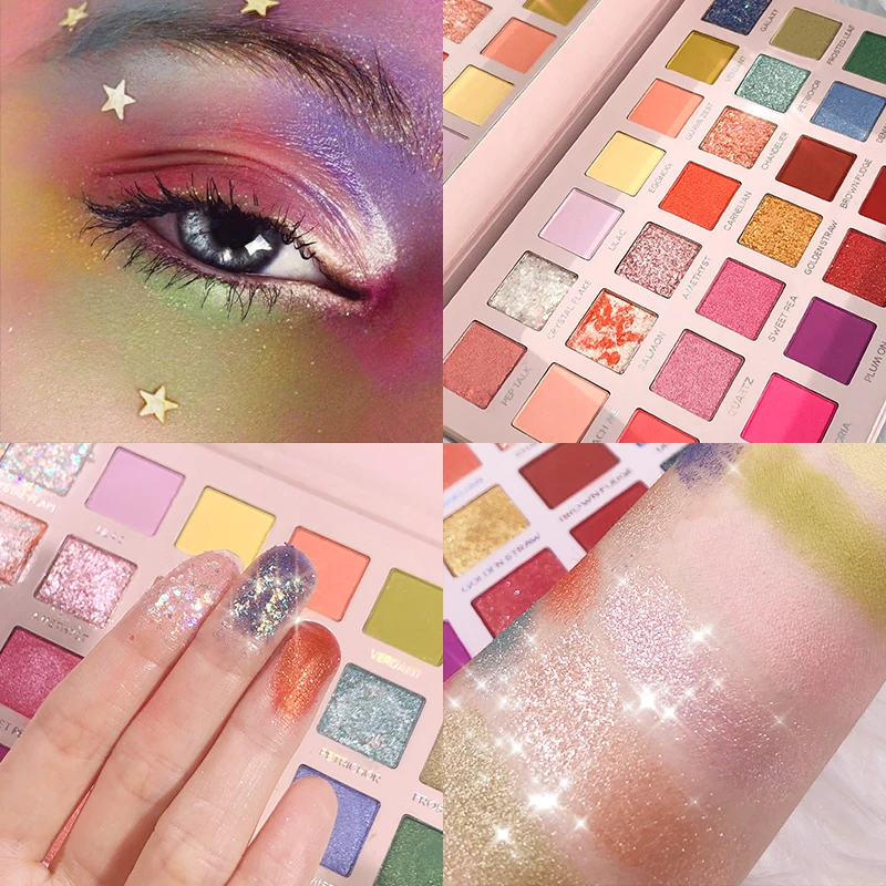 

Pudaier Eyeshadow Palette Makeup 28 Colors Shimmer Pigment Matte Eye Shadow Glitter Powder Primer Makeup Brighten Cosmetics