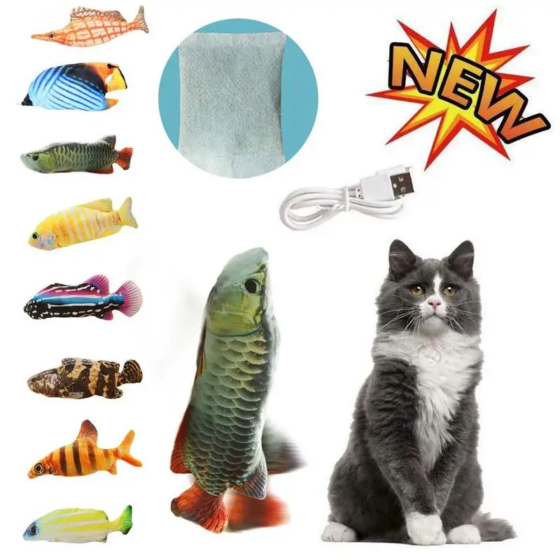 

Electronic Pet Cat USB Charging Catnip Simulation Dog Jumping Fish Toy Interactive Chew Bite Toys Pet Supplies Fish Toy