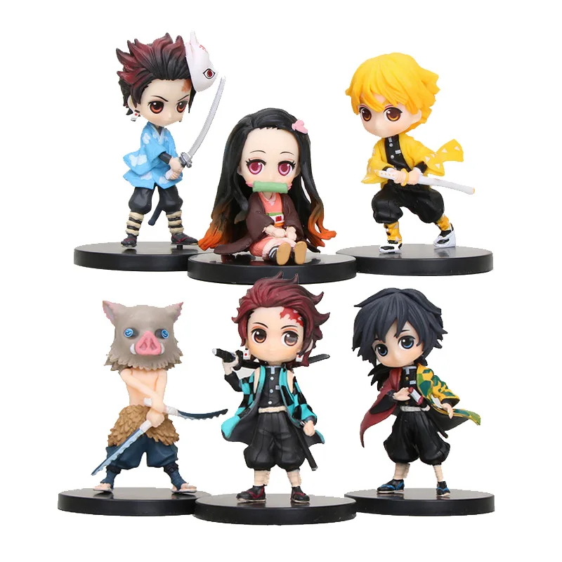 

6pcs/set Anime Demon Slayer Kimetsu No Yaiba Figure Q Posket Kamado Tanjirou Kamado Nezuko Agatsuma Figure Toys 6cm Collect Gift