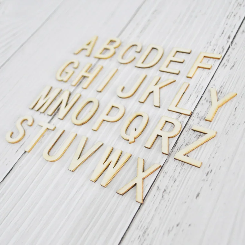 Happymems 52 шт./компл. измерений в пределах 2-3 см A-Z английские слова для День рождения или фон для фотографирования свадеб и надписью "сделай сам" Изделия из дерева украшения Деревянный Письмо