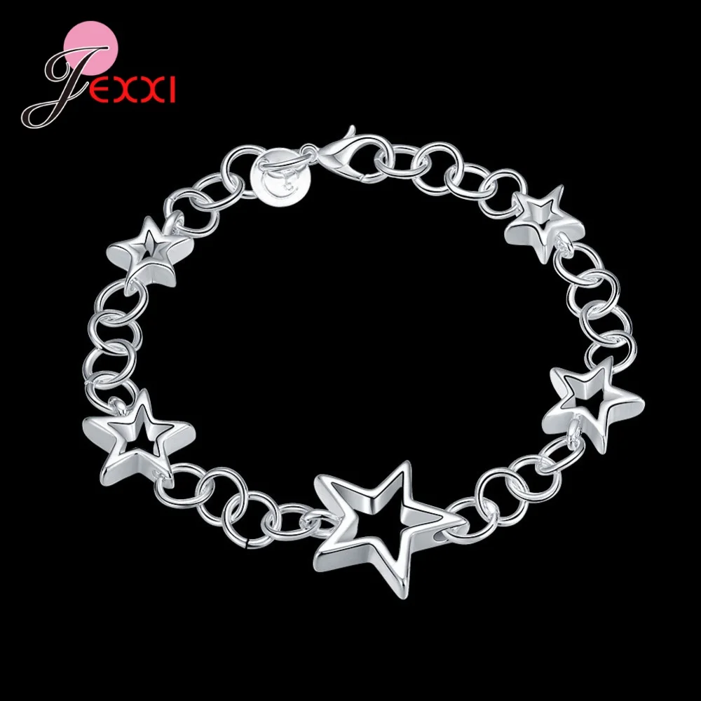 Горячая Мода 925 стерлингового серебра звезда кулон браслет для женщин