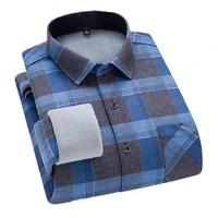 aoliwen brand formal shirt men 2021 long sleeve fleece warm plaid oversized plaid collar shirt winter clothing warm plaid shirt
