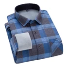 Мужская официальная рубашка AOLIWEN с длинным рукавом, Флисовая теплая клетчатая рубашка большого размера с воротником в клетку, зимняя одежда, теплая клетчатая рубашка, 2021