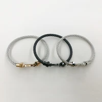 classic stainless steel rope screw bracelet black wire buckle bangles bracelets magnetic buckle wristband